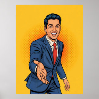 Poster Illustration d'homme d'affaires amical