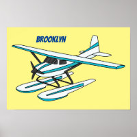 Illustration d'hydravion bleu blanc