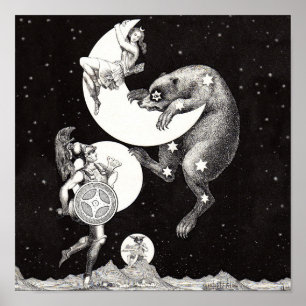Poster Illustration divine de la nuit de l'univers de la 