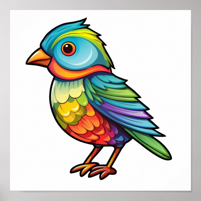 Poster Illustration d'oiseau de dessin (Devant)