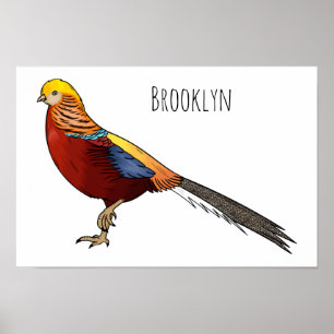 Poster Illustration d'oiseau de faisan doré