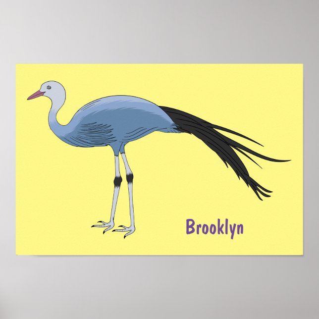 Poster Illustration d'oiseau de grue bleue (Devant)