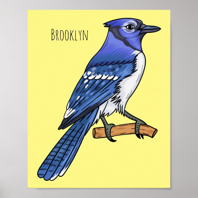 Poster Illustration d'oiseau de jay bleu (Devant)