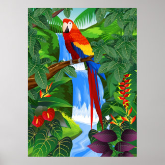 Poster Illustration d'oiseau de Macaw