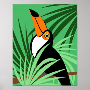 Poster Illustration d'oiseaux tropicaux toucans