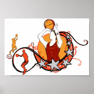 Poster Illustration du basket-ball féminin
