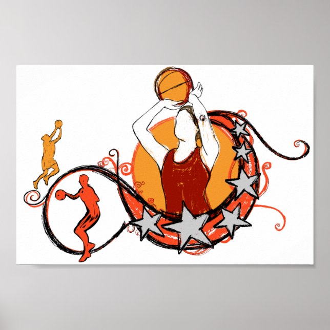 Poster Illustration du basket-ball féminin (Devant)