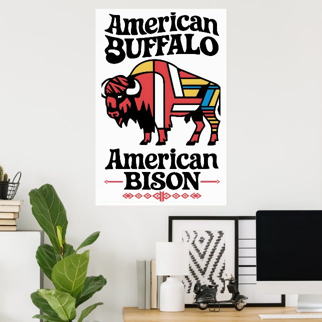 Poster Illustration du bison américain (Bureau à domicile)