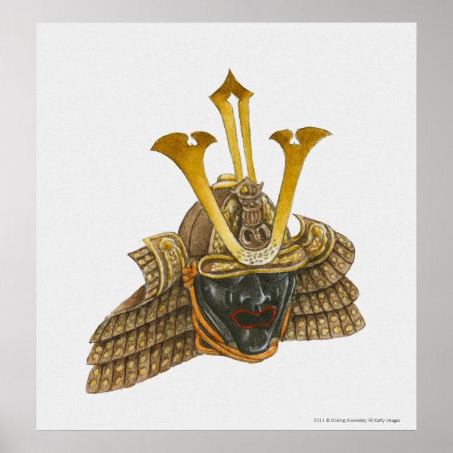 Poster Illustration du casque samouraï du XVIe siècle (Devant)