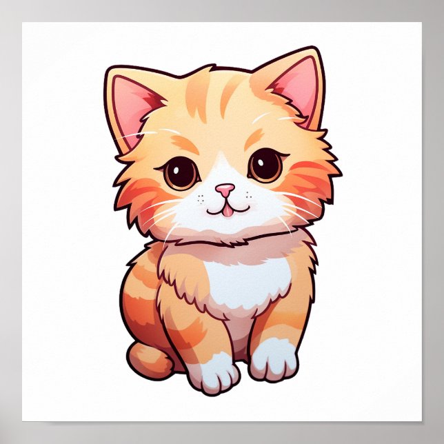 Poster Illustration du chat de dessin (Devant)