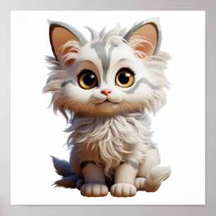 Poster Illustration du chat de dessin