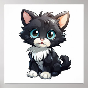 Poster Illustration du chat de dessin
