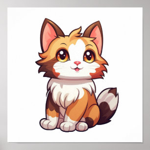 Poster Illustration du chat de dessin