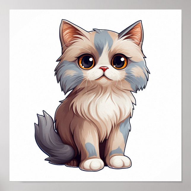 Poster Illustration du chat de dessin (Devant)