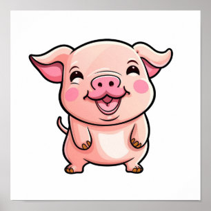Poster Illustration du cochon de dessin