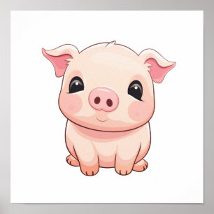 Poster Illustration du cochon de dessin