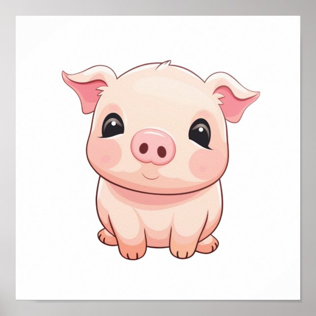 Poster Illustration du cochon de dessin (Devant)