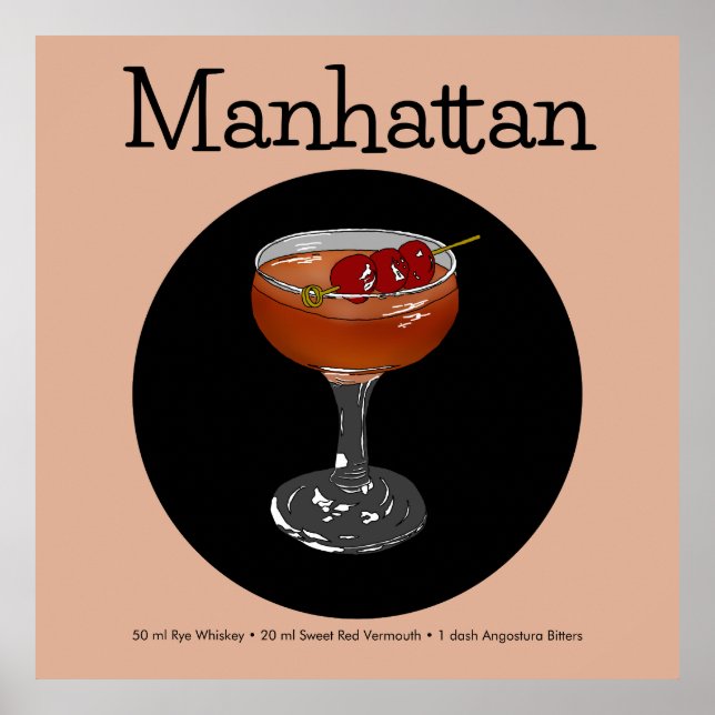 Poster Illustration du cocktail Manhattan (Devant)