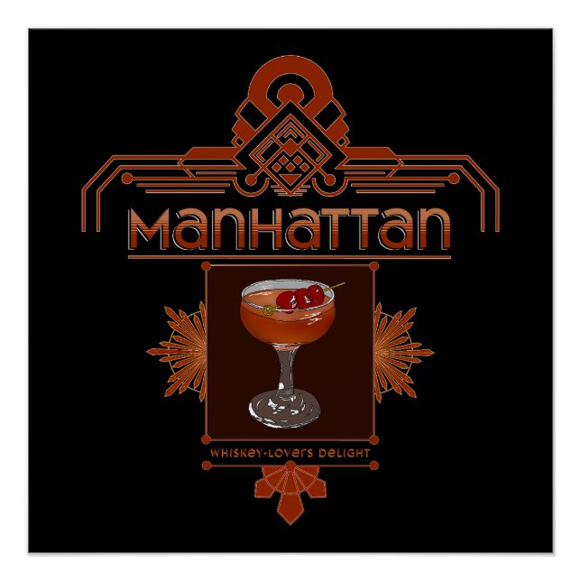 Poster Illustration du cocktail Retro Manhattan (Devant)