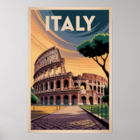Illustration du Colisée d'Italie Art de voyage vin