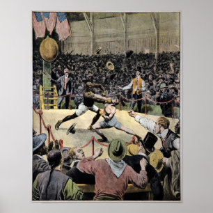 Poster Illustration du combat de vintage Johnson Jeffries