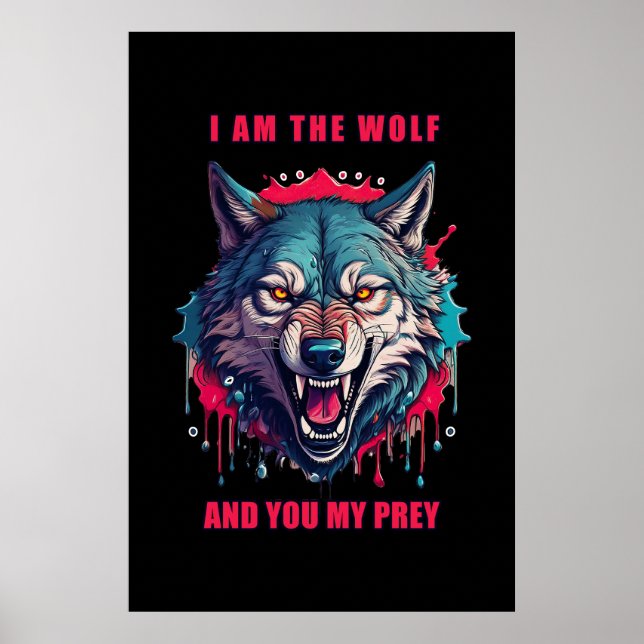 Poster Illustration du concept de loup et de proie (IA+Hu (Devant)