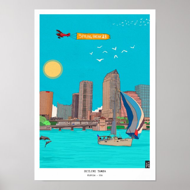 Poster Illustration du congé de printemps de Tampa Florid (Devant)