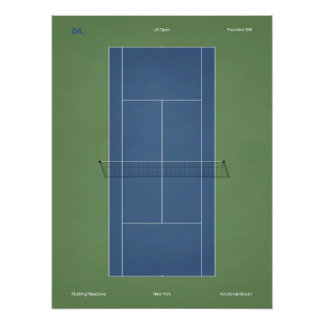 Poster Illustration du court de tennis de l'US Open