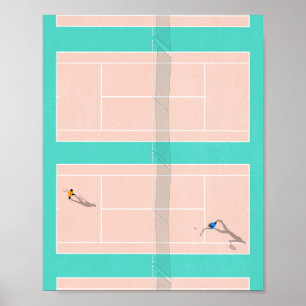 Poster Illustration Du Court De Tennis Pastel Colours En 