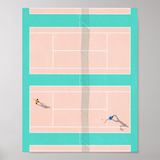 Poster Illustration Du Court De Tennis Pastel Colours En  (Devant)