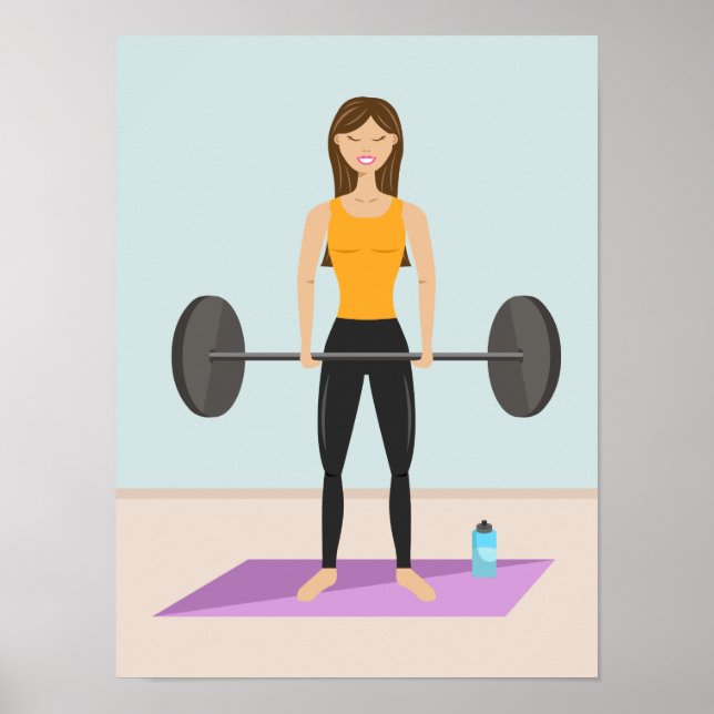Poster Illustration du dessin animé Barbell, une fille ad (Devant)