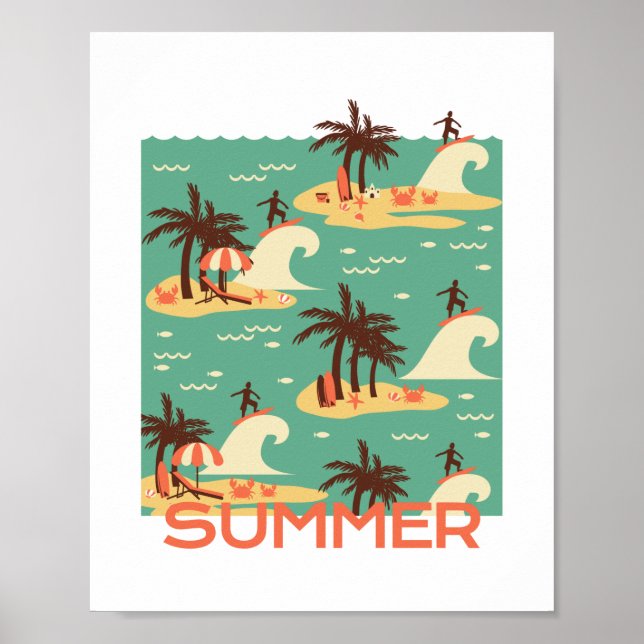 Poster Illustration du dessin animé surf (Devant)