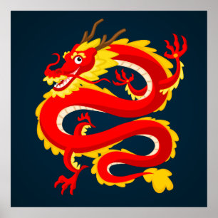 Poster Illustration du dragon chinois