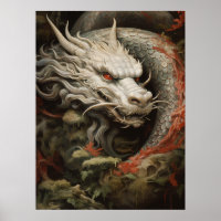 Illustration du dragon oriental argenté Imprimer/