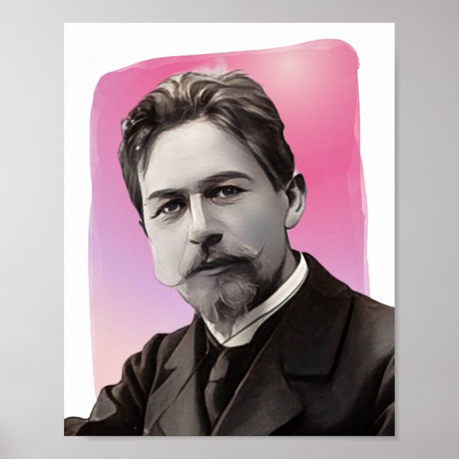 Poster Illustration du dramaturge russe Anton Chekhov (Devant)