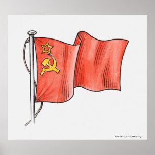 Poster Illustration du drapeau soviétique