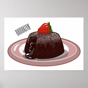 Poster Illustration du gâteau de lave au chocolat