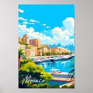 Poster Illustration du lieu de voyage vintage de Monaco