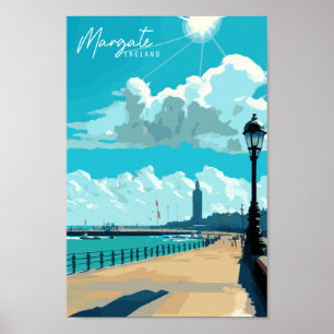 Poster Illustration du lieu de voyage vintage Margate Eng