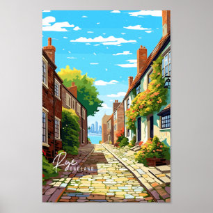 Poster Illustration du lieu de voyage vintage Rye England