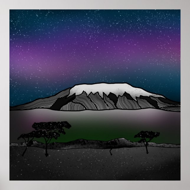 Poster Illustration du mont Kilimandjaro (Devant)