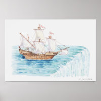 Illustration du navire à l'approche du bord de la