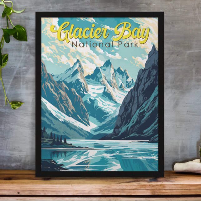 Poster Illustration du parc national de Glacier Bay Retro (Créateur téléchargé)