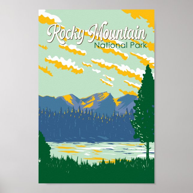 Poster Illustration du Parc national des Rocheuses (Devant)