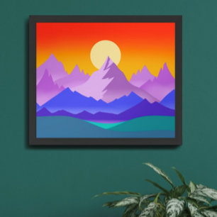 Poster Illustration du paysage des montagnes Rocheuses du