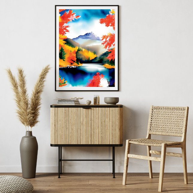 Poster Illustration du paysage montagnard (Mountain Landscape Illustration Poster)