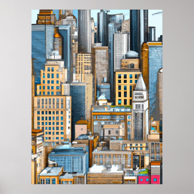 Poster Illustration du paysage urbain de New York (Devant)
