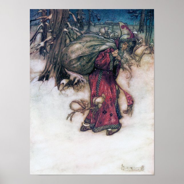 Poster Illustration du père Noël Arthur Rackham (Devant)