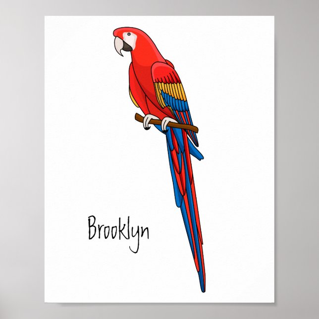 Poster Illustration du perroquet de macaw Scarlet (Devant)
