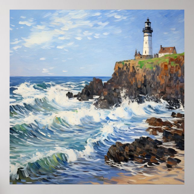 Poster Illustration Du Phare Impressionniste En Terre Côt (Devant)